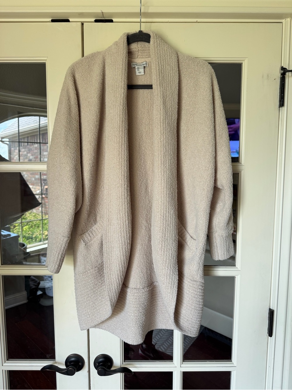 Cupcakes and Cashmere Blush Bouclé Open Front Cardigan Sweater Sz L